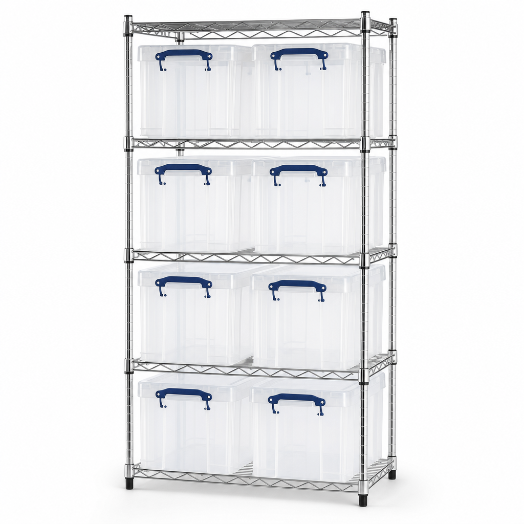 Chrome Shelving Bay with 35L Storage Boxes