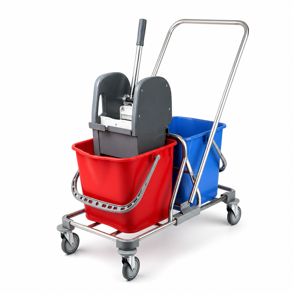 Cleaning Trolley with Dual 15 Litre Buckets and Press
