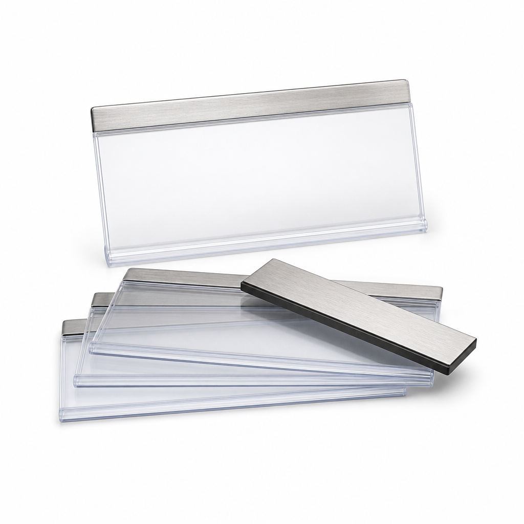 Clear Magnetic Label Holders for Shelving