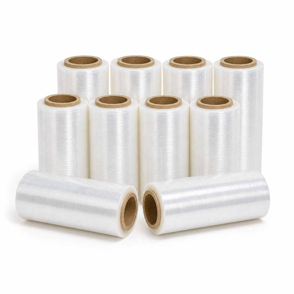 Clear Mini Stretch Wrap Rolls 100mm x 150m, Pack of 10