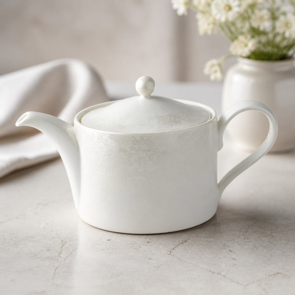 Crushed Velvet Pearl Charnwood Teapot 1Ltr for Catering