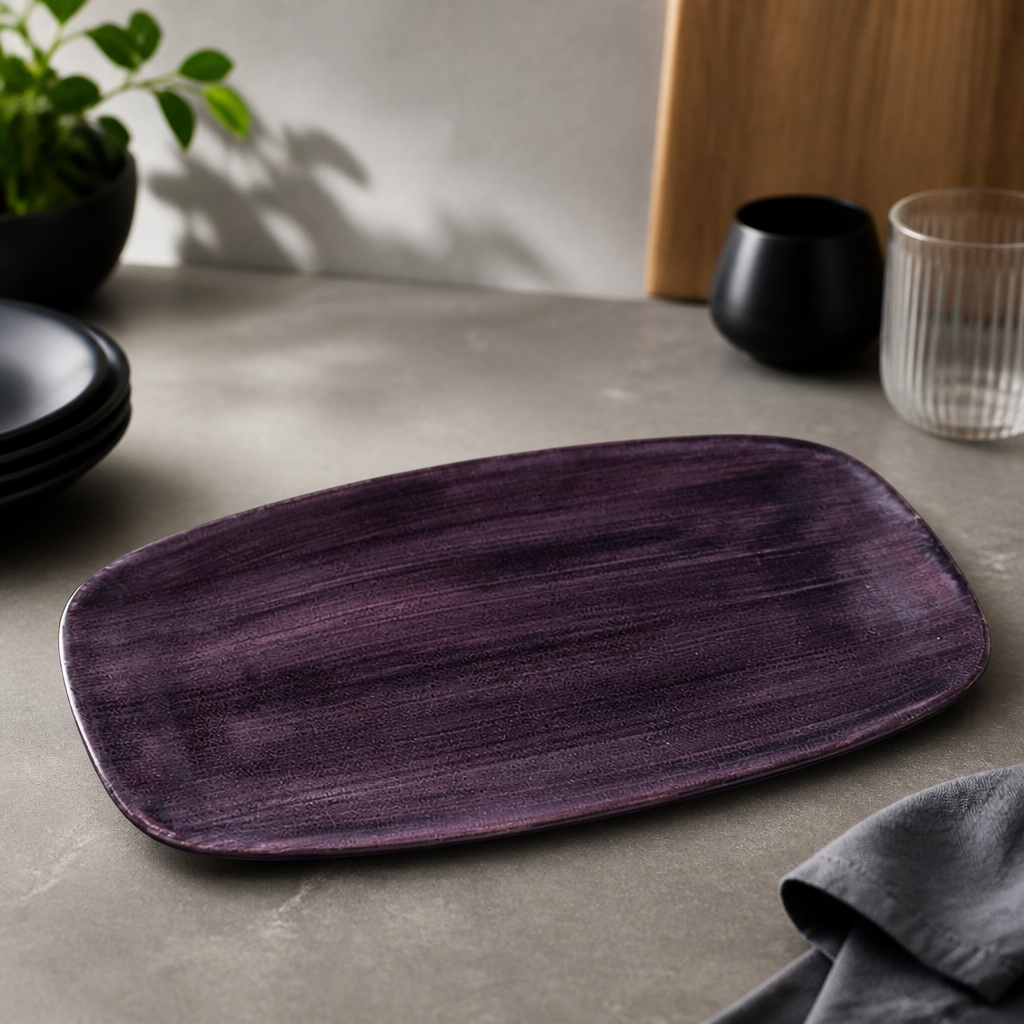 Commercial Oblong Plates 298mm Deep Purple 12 Pack