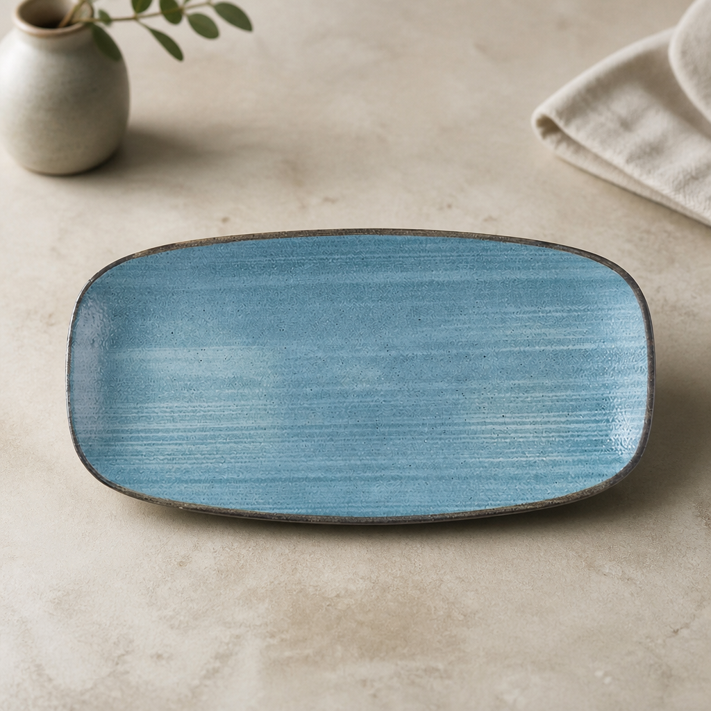 Commercial Oblong Plates 280 x 152mm Teal 12 Pack