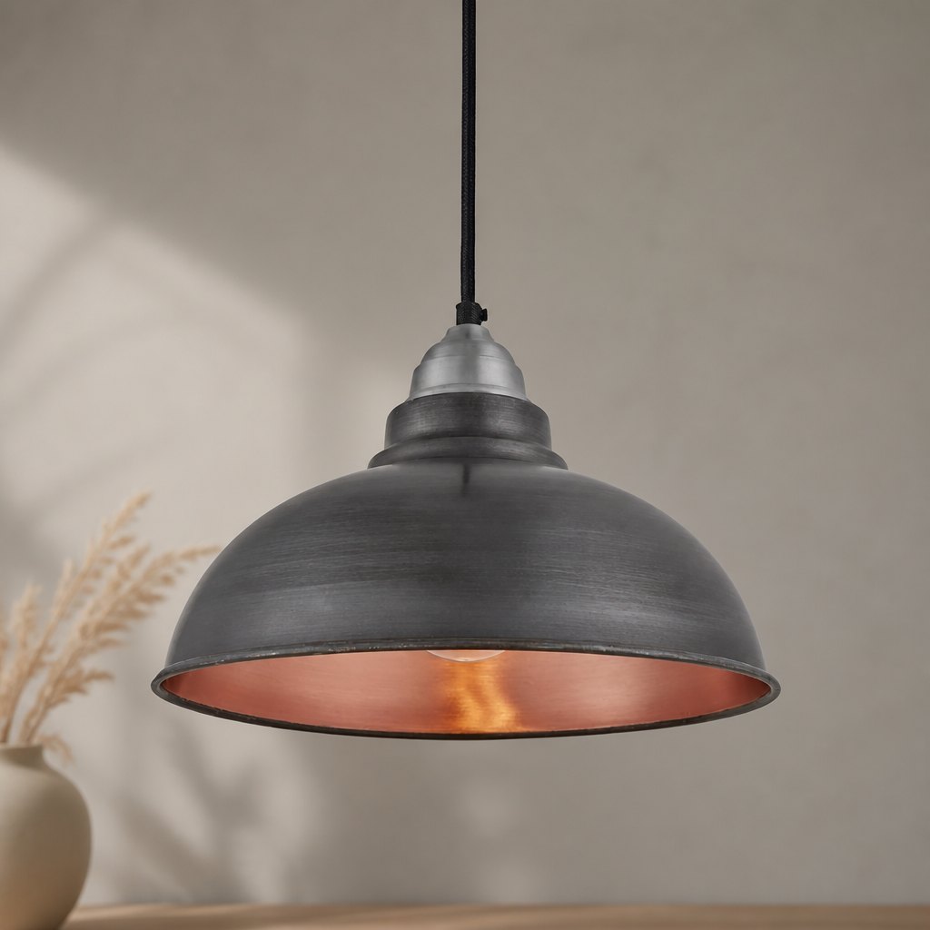 Old Factory Pendant Pewter and Copper 305mm