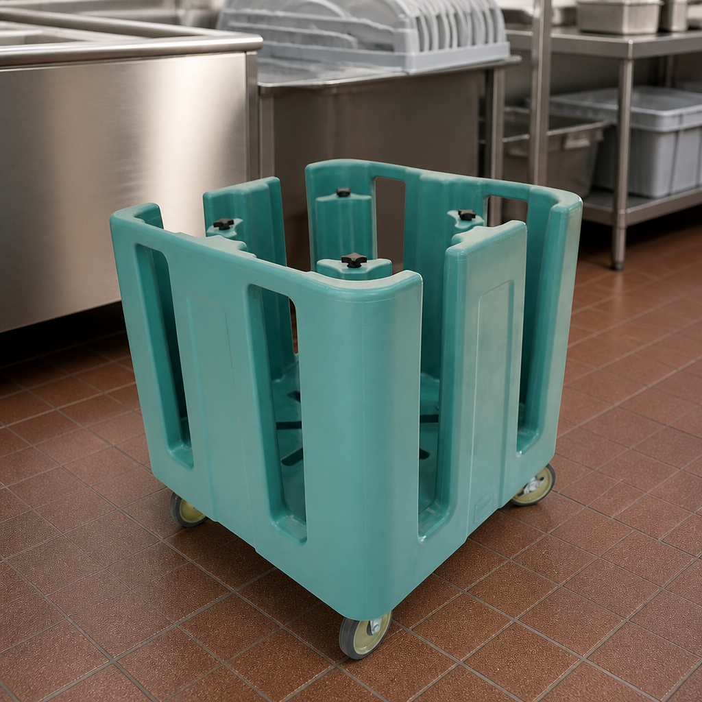 Compact Adjustable Dish Caddy Trolley in Slate Blue