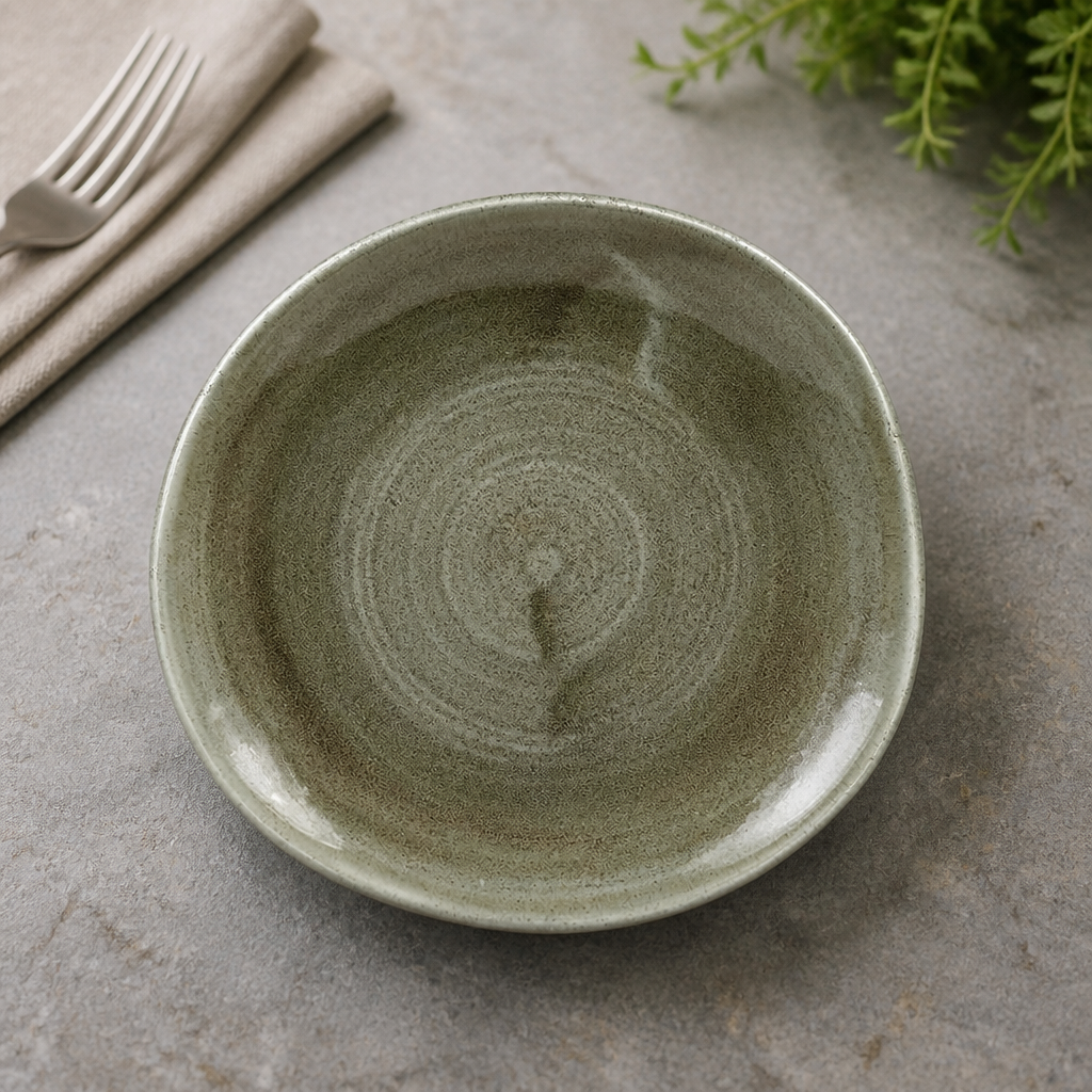 Commercial Round Plates Green 186mm - 12 Pack