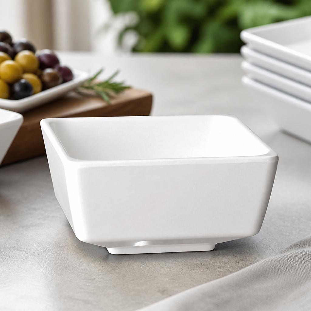 Commercial Dipping Bowl 50ml Melamine Square Float Design