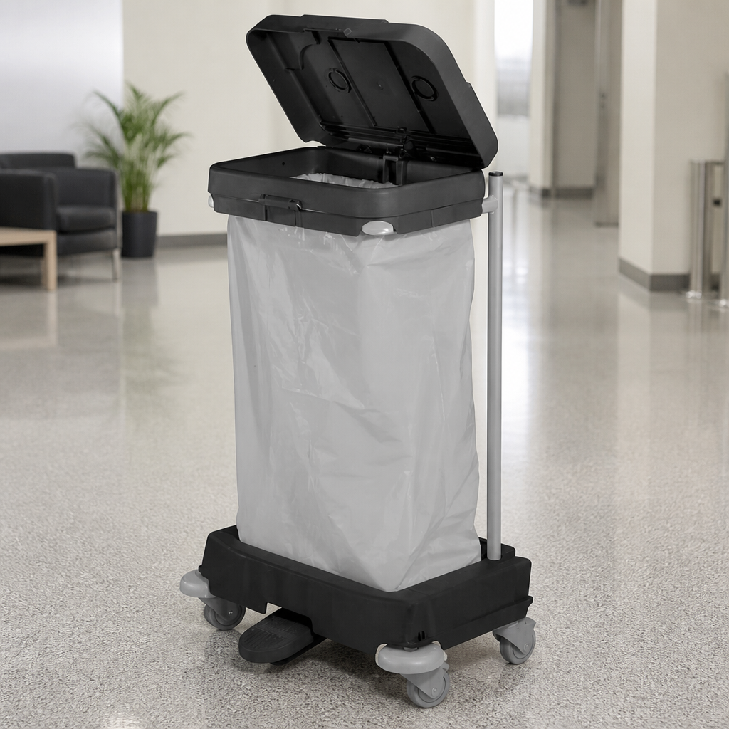 Commercial Mobile Waste Sack Holder with Lid 120Ltr