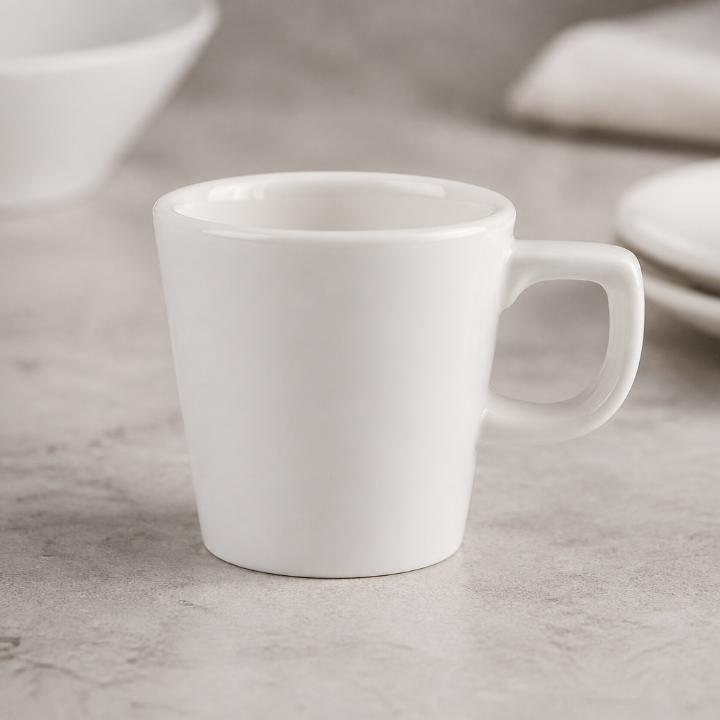 Commercial Plain Whiteware Cafe Cups 220ml - 24 Pack