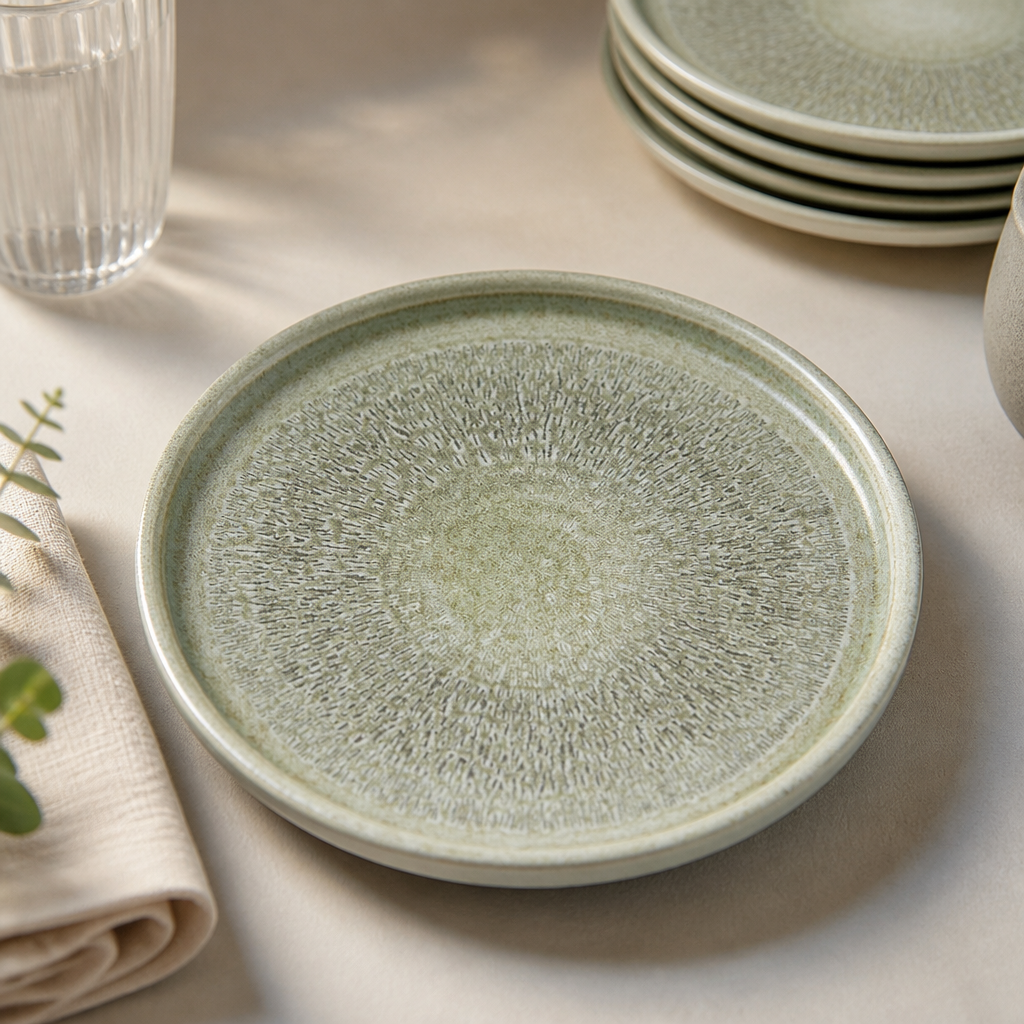 Commercial Walled Plate 210mm Green Speckled 6 Pack