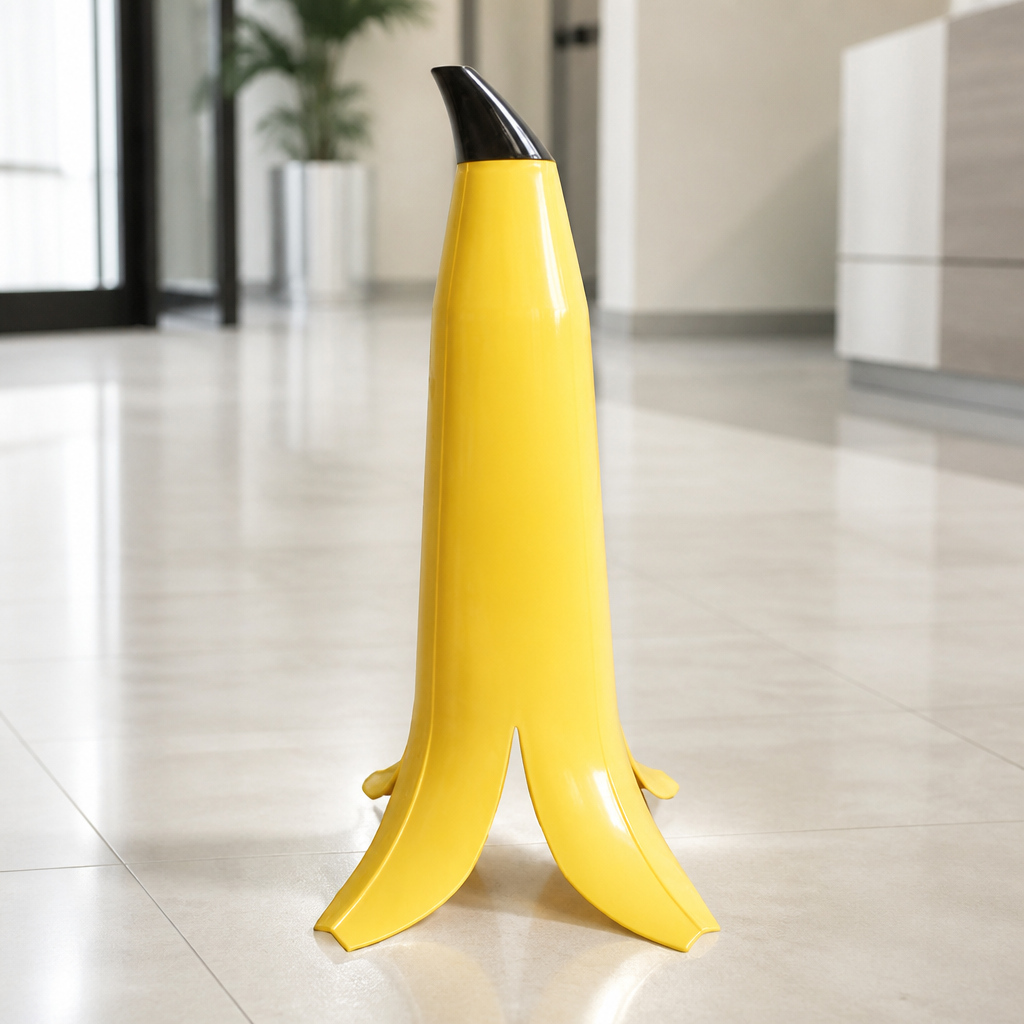 Commercial Banana Skin Wet Floor Sign with Multi-Lingual Warnings