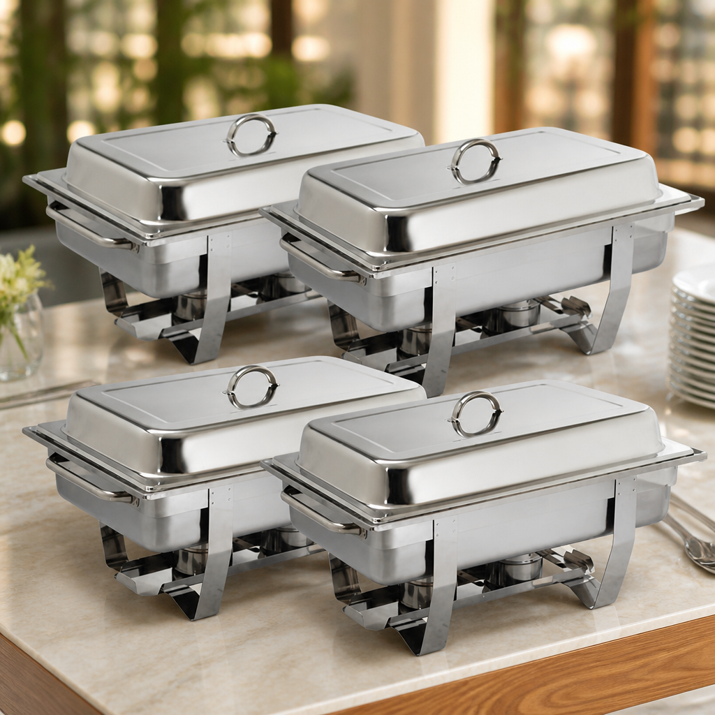 9Ltr Commercial Chafing Dishes Set 1/1 GN - 4 Pack