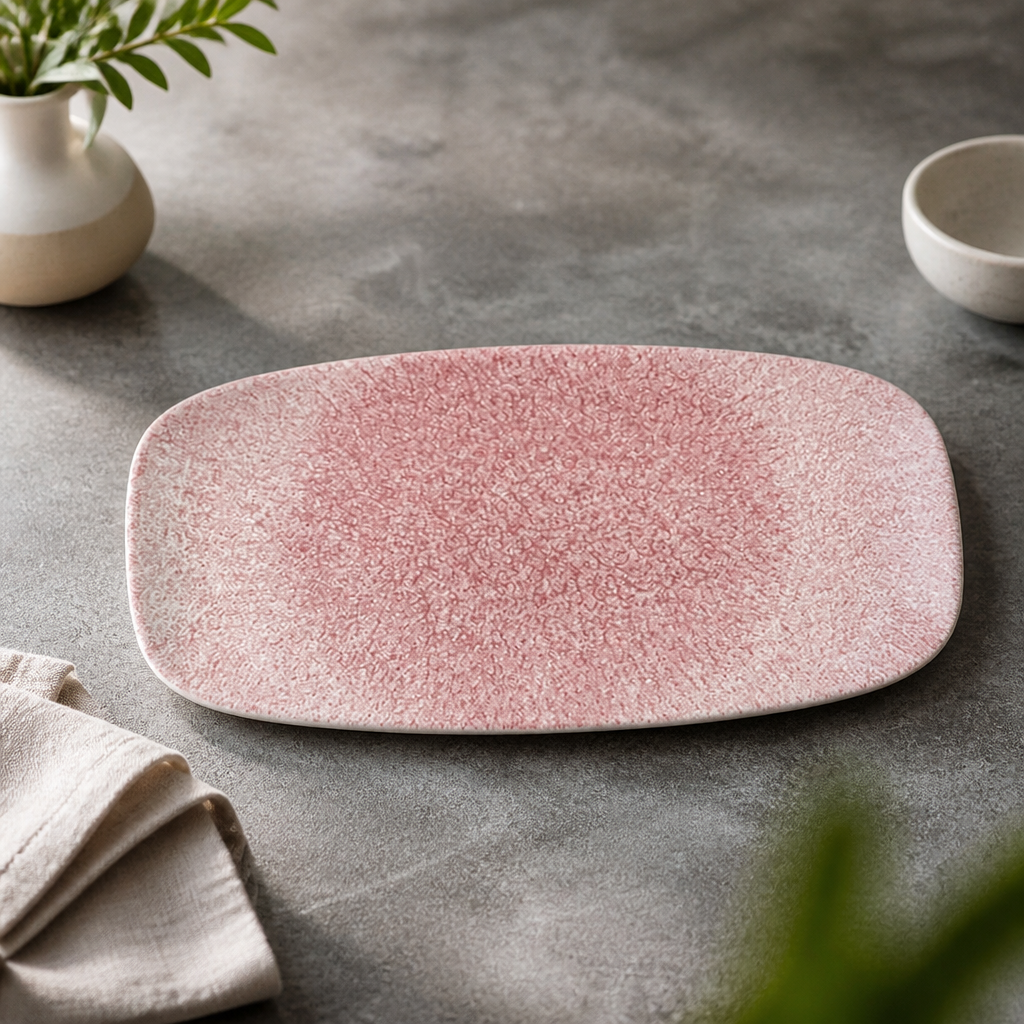 Commercial Oblong Plates 355 x 189mm in Rose Quartz Pink