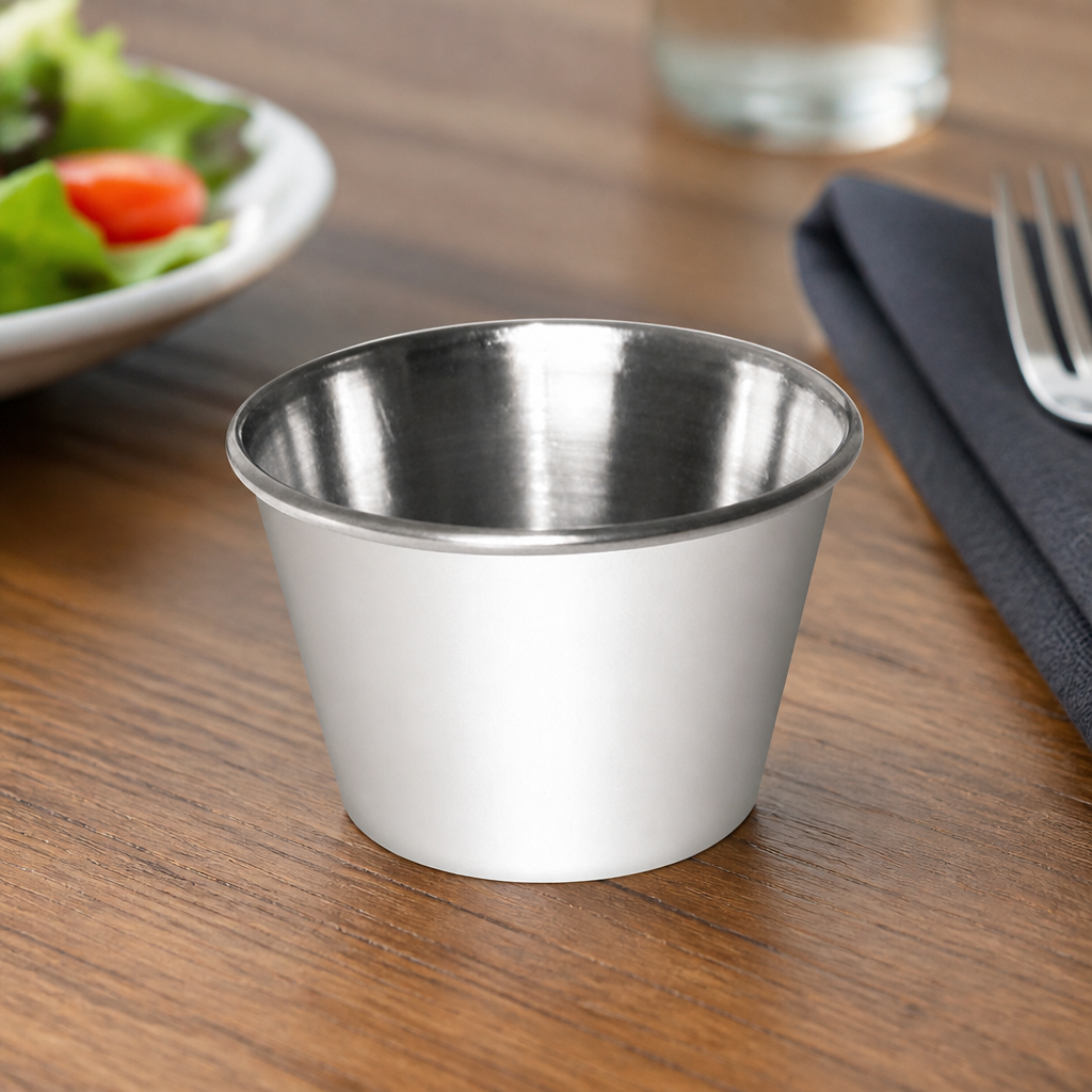 70ml Stainless Steel Sauce Cups - 12 Pack Commercial Dip Bowls
