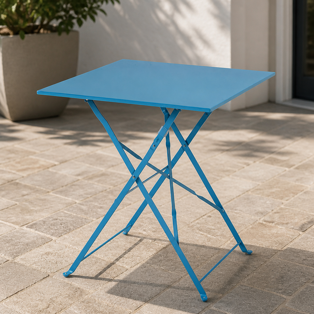 Commercial Outdoor Square Table 600x600mm Blue Steel 125kg Capacity
