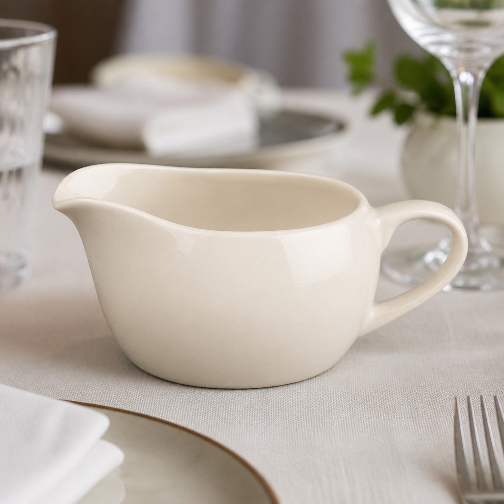 350ml Commercial Ivory Sauce Boat for Catering Service