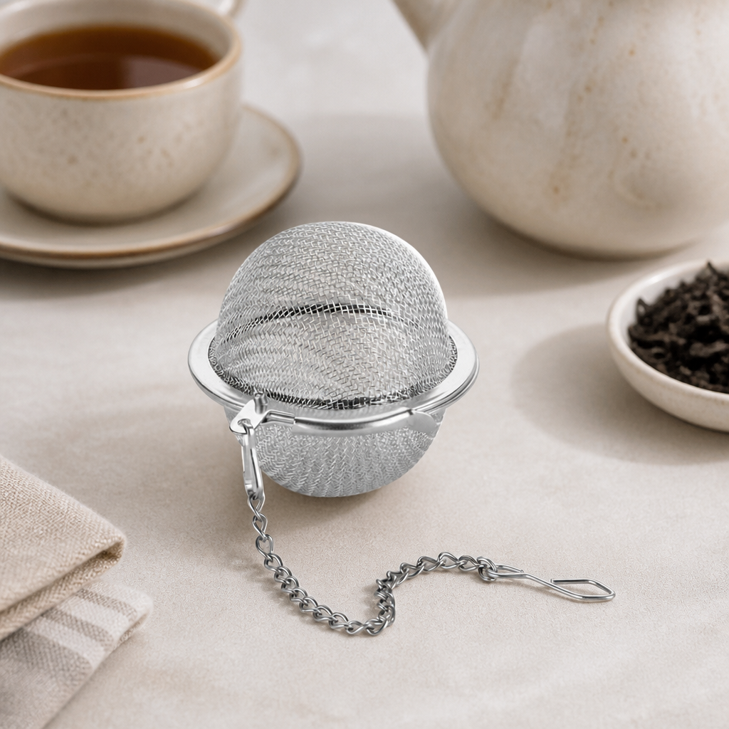 Commercial Stainless Steel Tea Strainer 50mm with Chain Hook