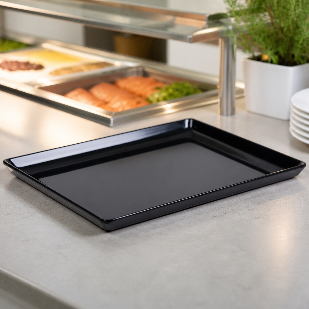 Commercial Melamine Tray Black GN 1/2 for Food Displays