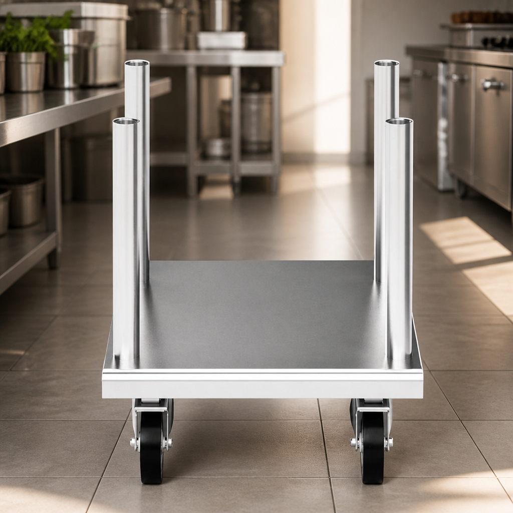 Commercial Grill Stand on Castors with Undershelf Storage