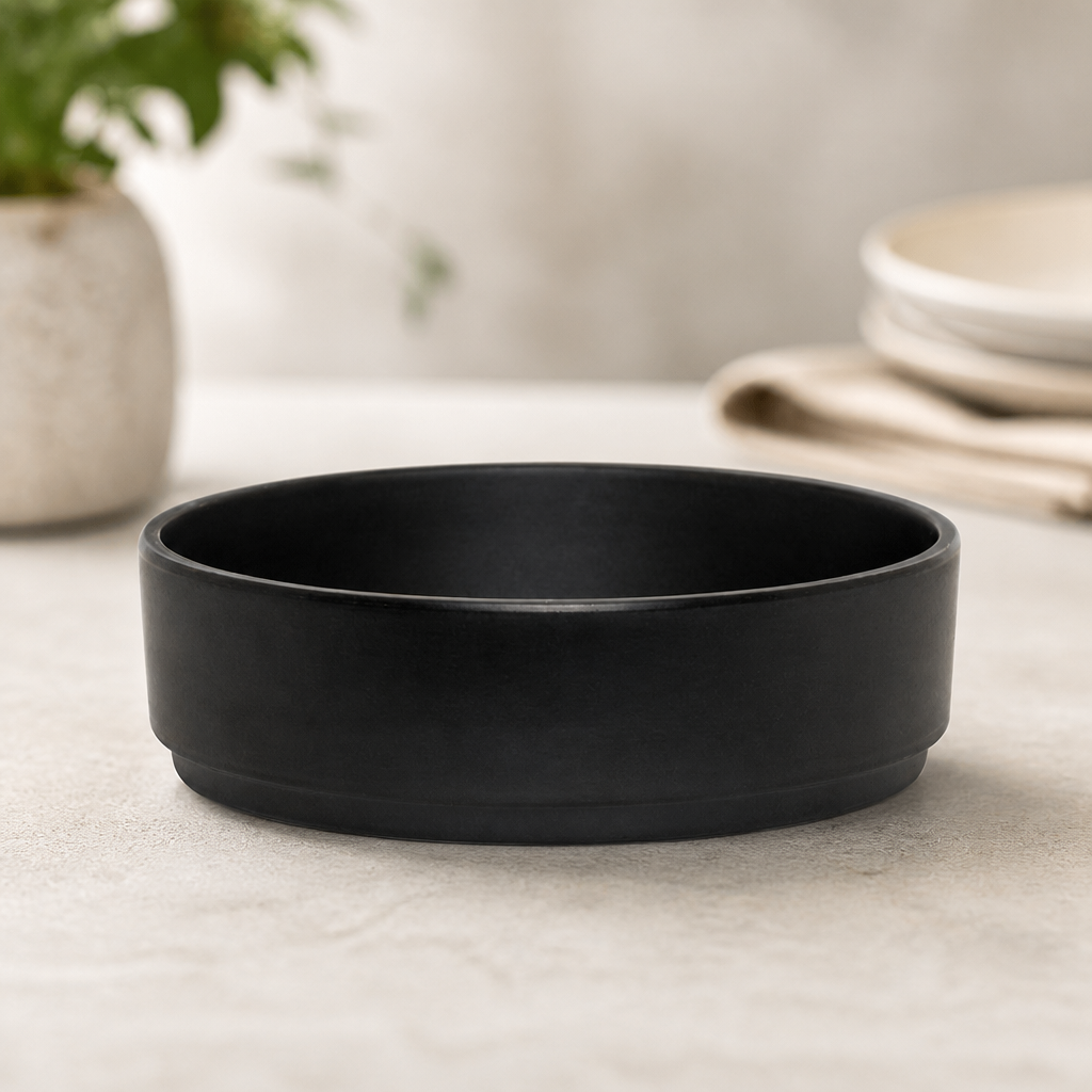 Black Stack Bowls 159mm Dia 48mm H 590ml (6 Pack) (Direct)
