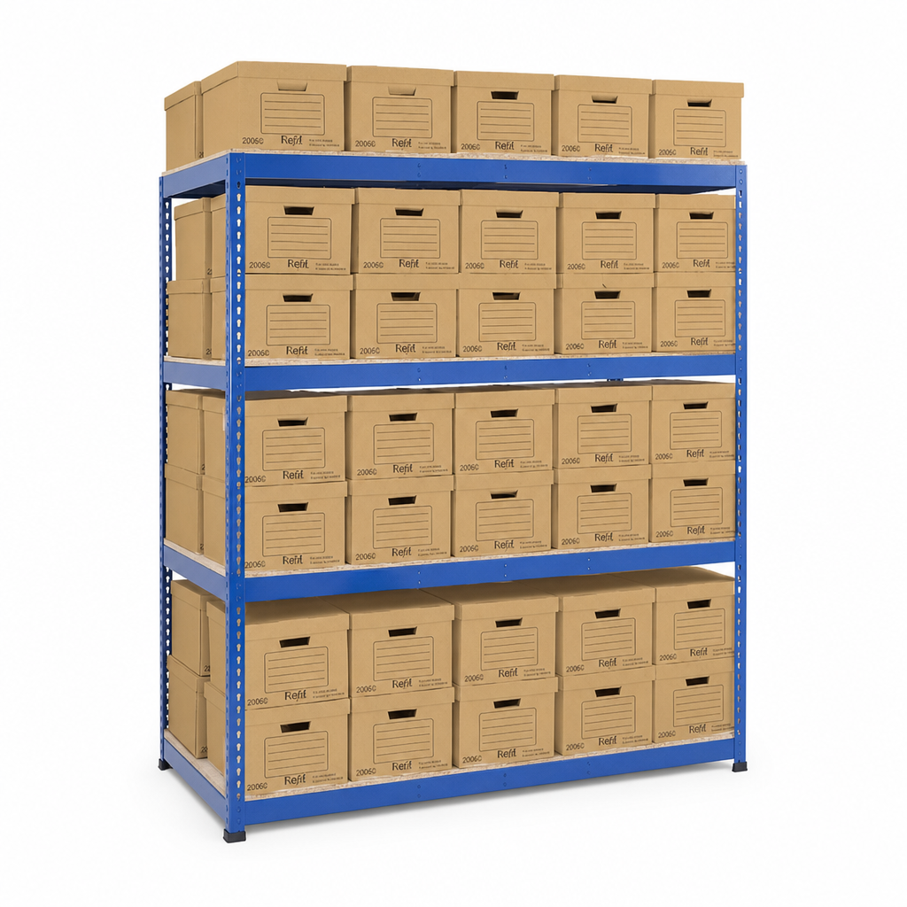 Document Archive Shelving Bays with Storage Bins