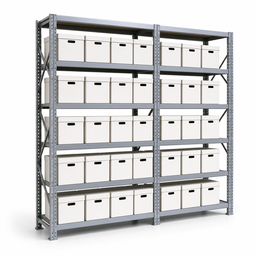 Document Archive Shelving Bays with Storage Boxes