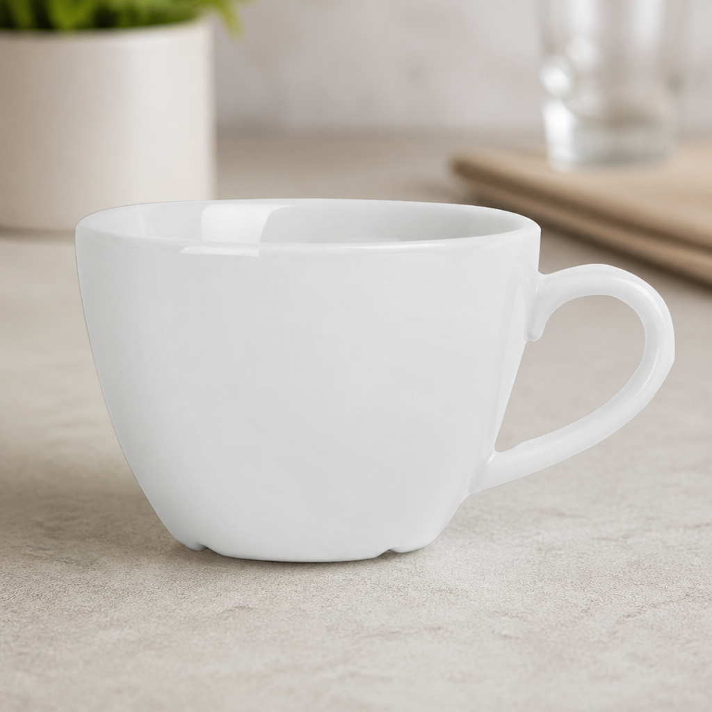 Commercial Flat Cups 170ml Porcelain 12 Pack
