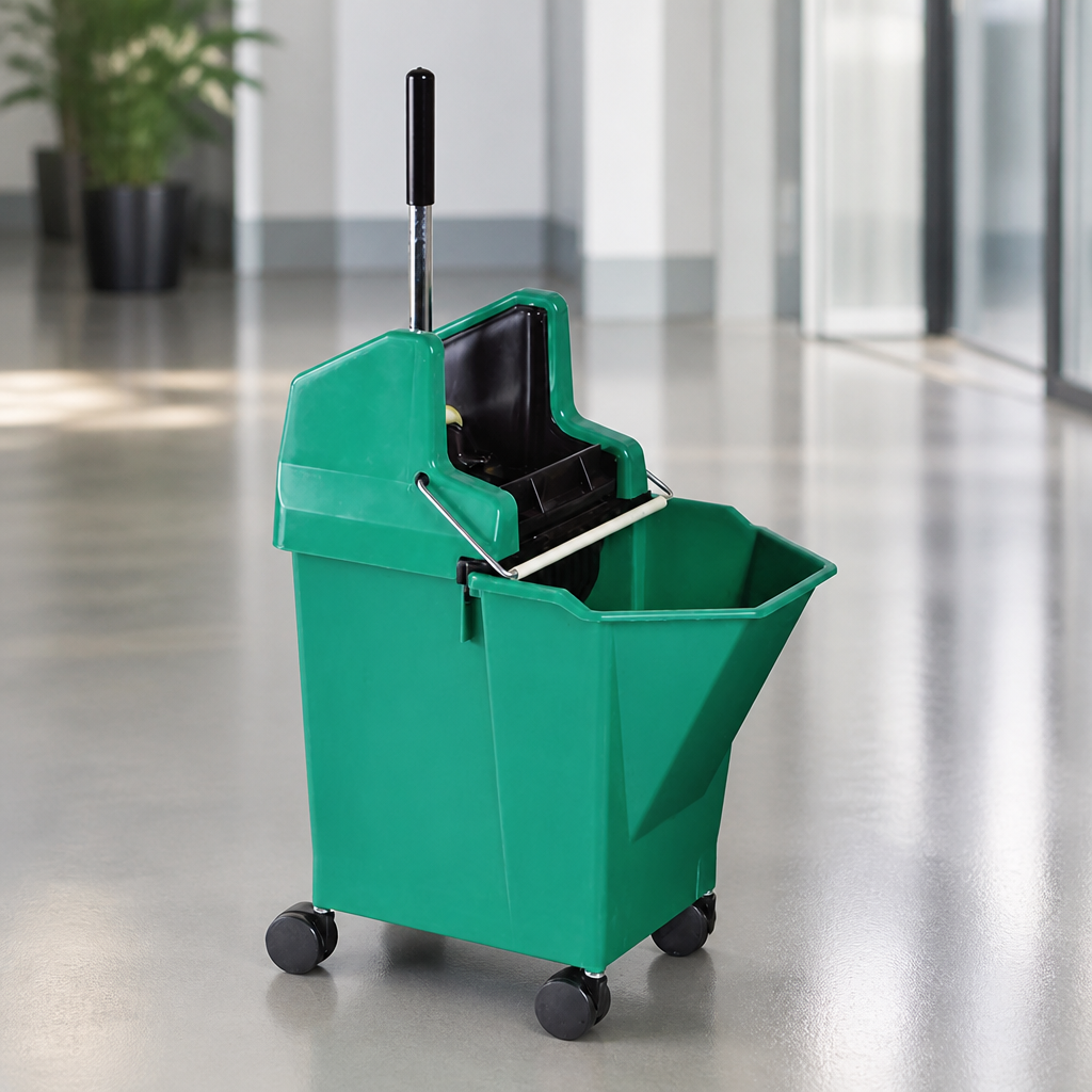 Commercial Mop Bucket and Wringer 9Ltr Green Cleaning System