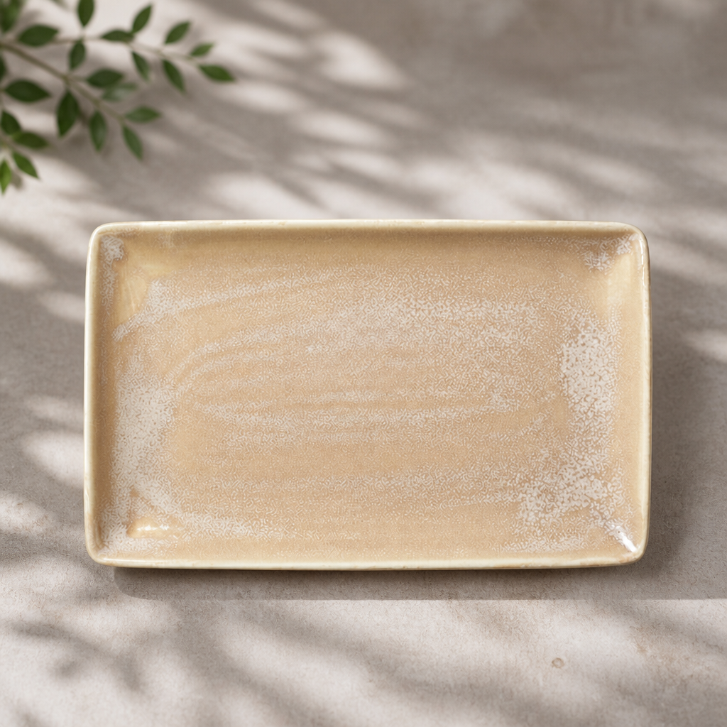 Commercial Vitrified China Rectangle Plate 270mm Sandstone 6 Pack