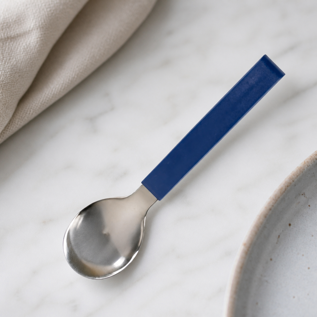Commercial Dessert Spoons 12 Pack Stainless Steel Blue Handles