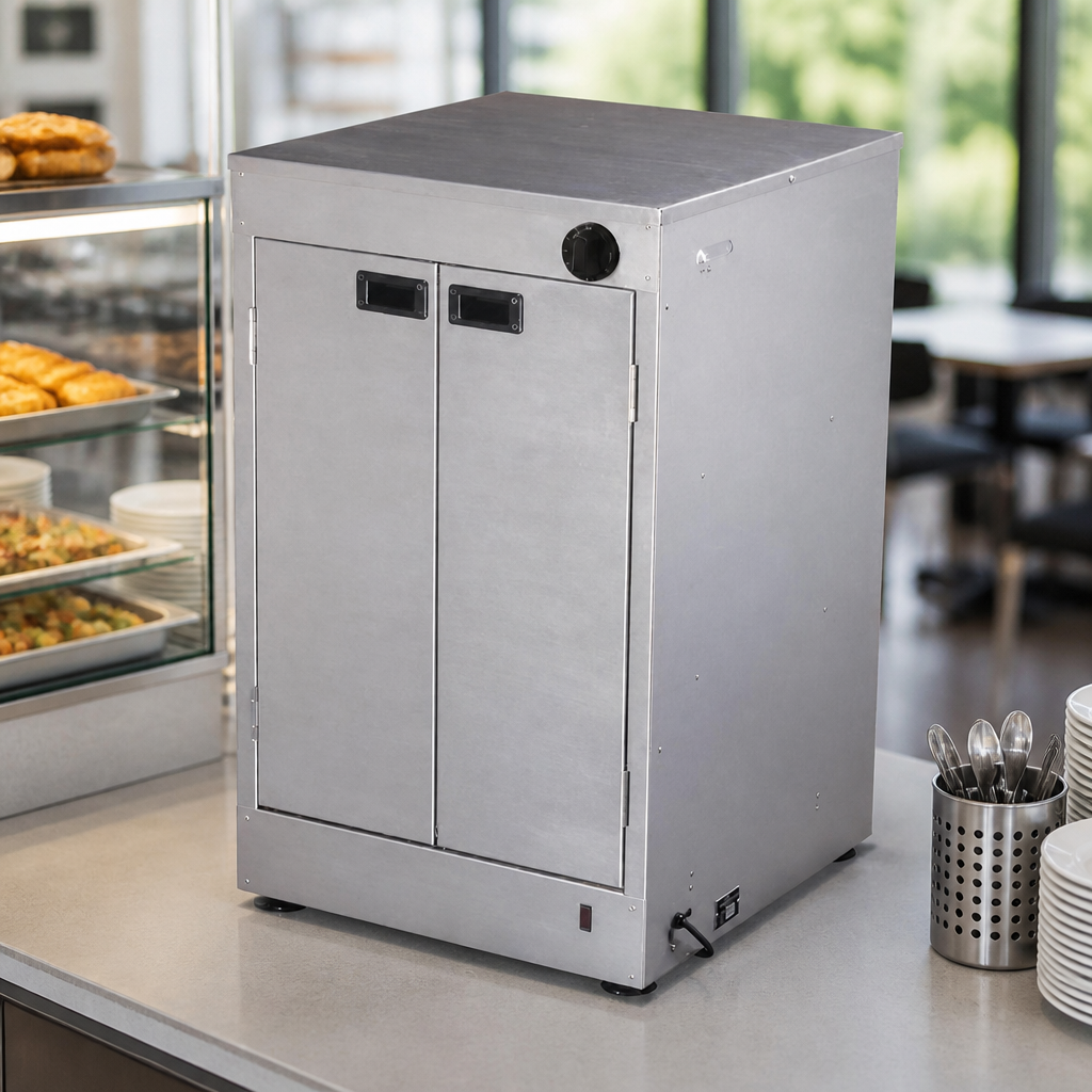 Commercial Hot Cupboard with Double Hinged Doors and Shelves