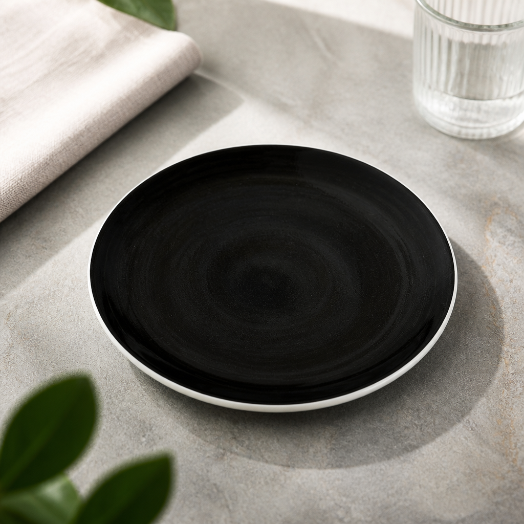 Commercial Coupe Plates 254mm Black 12 Pack for Catering