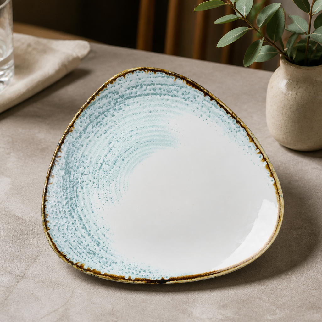 Commercial Triangle Plates 265mm Aquamarine 12 Pack