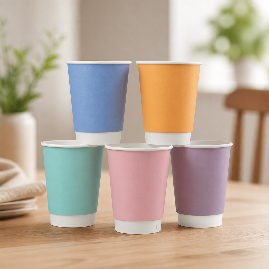 8oz Commercial Double Wall Hot Cups - 500 Pack Pastel Colors