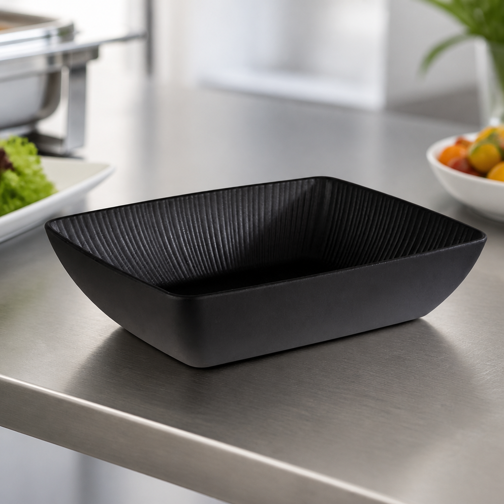 Commercial Melamine Bowl GN 1/2 Black 3.5Ltr 325x265mm