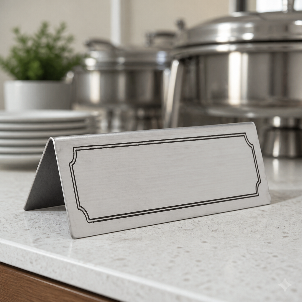 Stainless Steel Hot Water Table Sign for Restaurants and Events