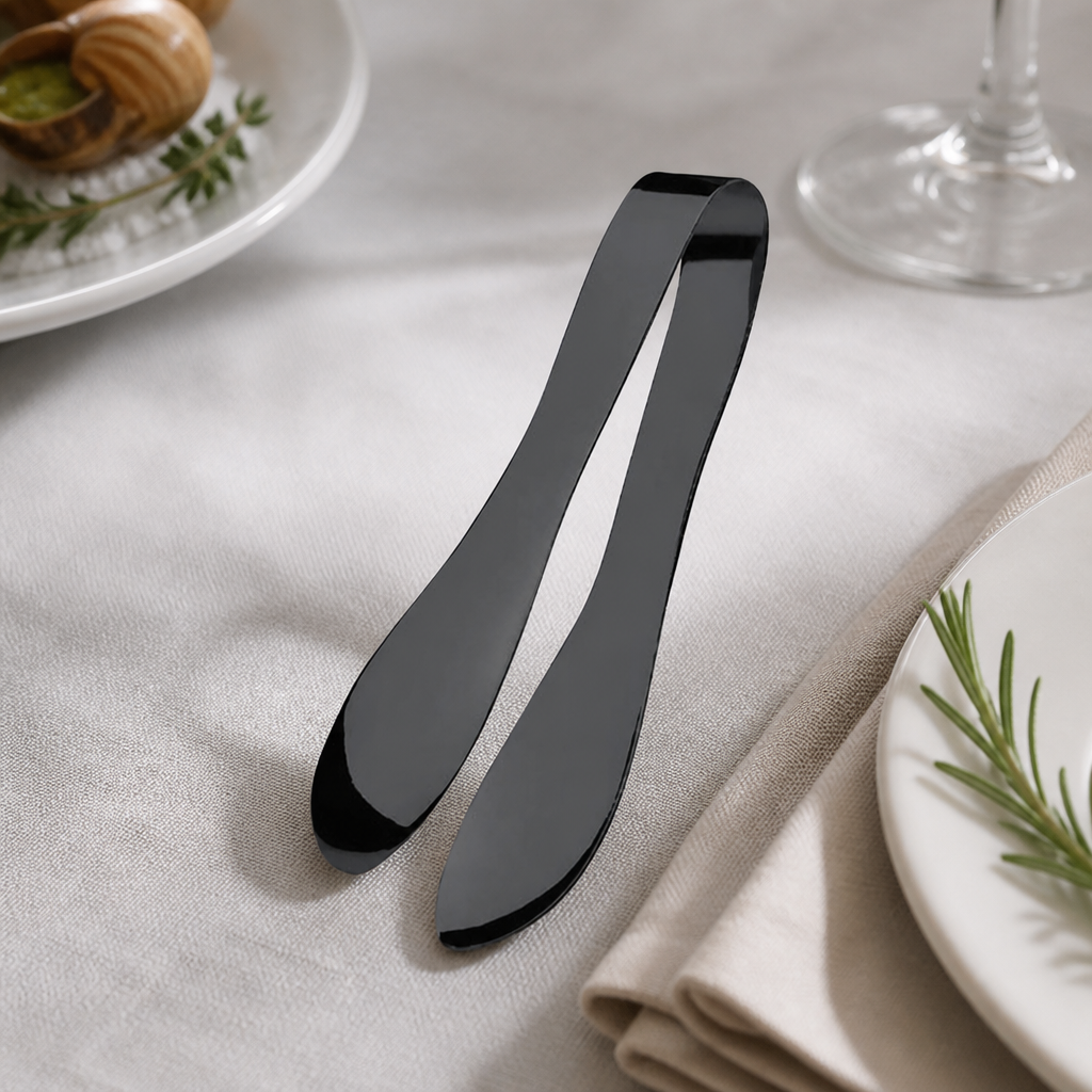 Commercial Snail Tongs Black 6 Pack Stainless Steel