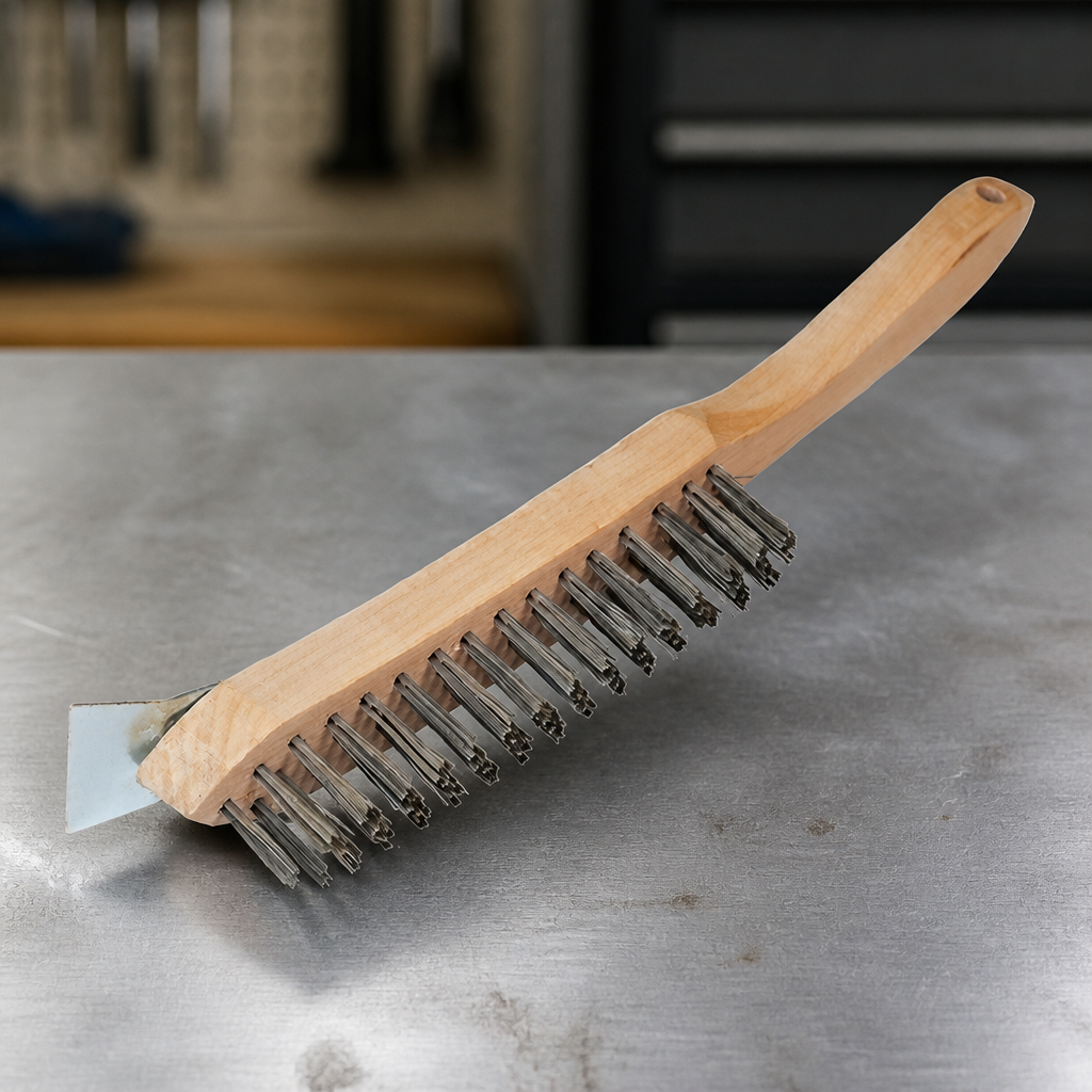 Heavy Duty Wire Grill Brush with Scraper for Commercial Use