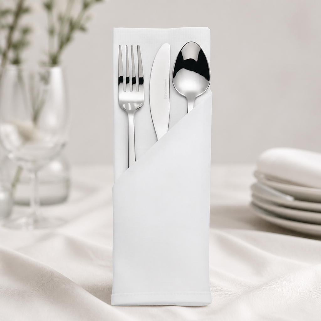 Commercial Cotton Napkins 550mm Satin Band 10 Pack