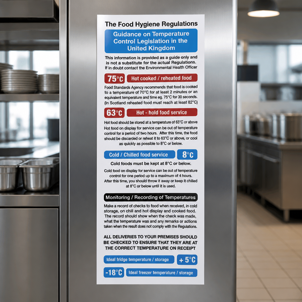 Self-Adhesive Food Act Cook Chill Guidelines Kitchen Sign 200x100mm