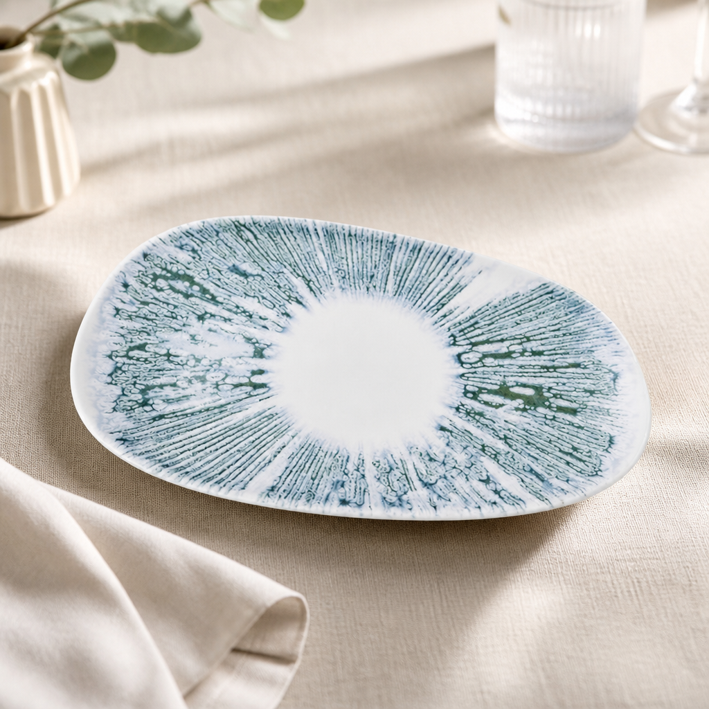 Commercial Ceramic Oblong Plates 220x130mm Blue 12 Pack