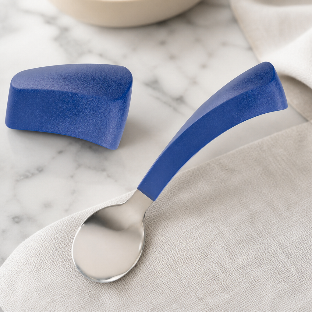 Commercial Stainless Steel Right Hand Spoons 12 Pack Blue
