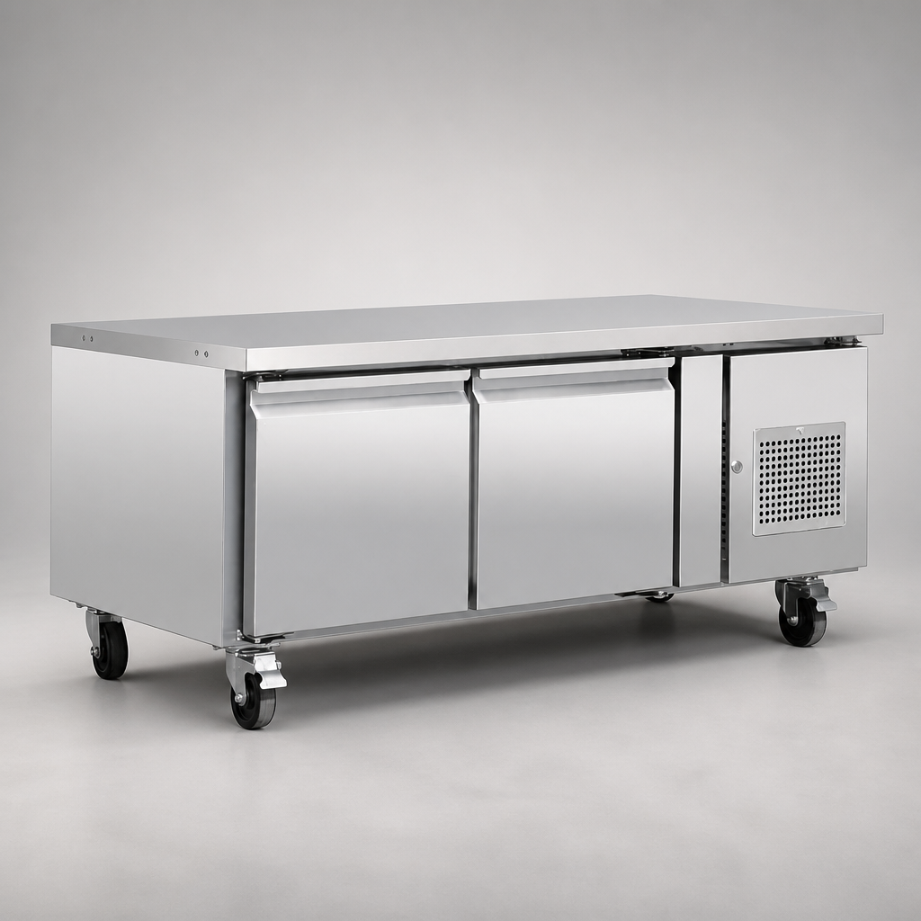 Commercial Double Door Chef Base Counter Fridge 2.5m Capacity