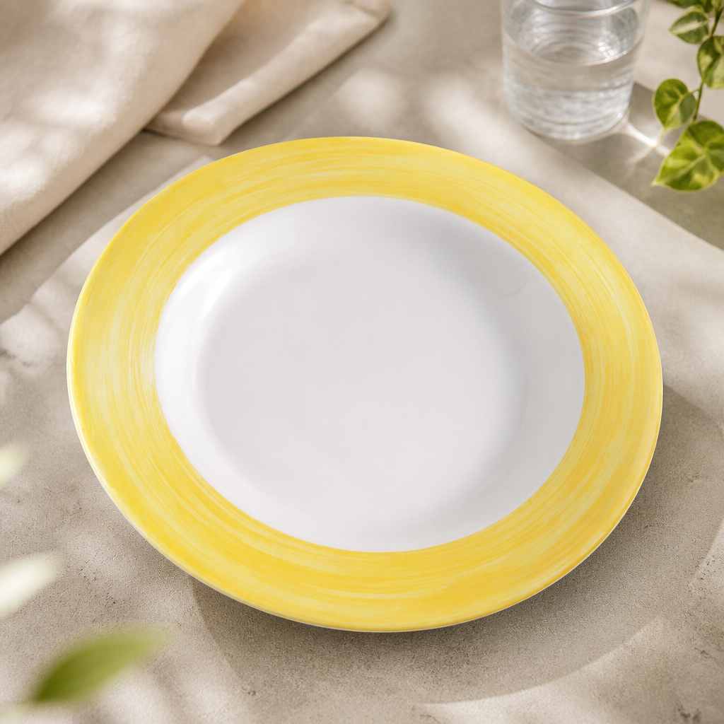 Yellow Brush Soup Plates 225mm Opal Pack of 12