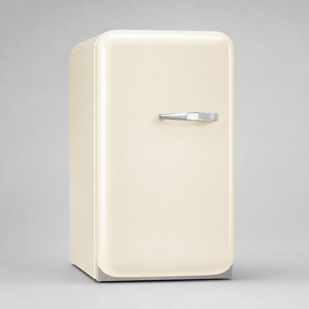 50s Retro Cream Mini Bar Fridge with Compact Countertop Design