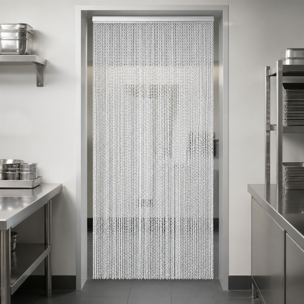 Commercial Metal Fly Screen Chain Door Curtain 80m2 Coverage