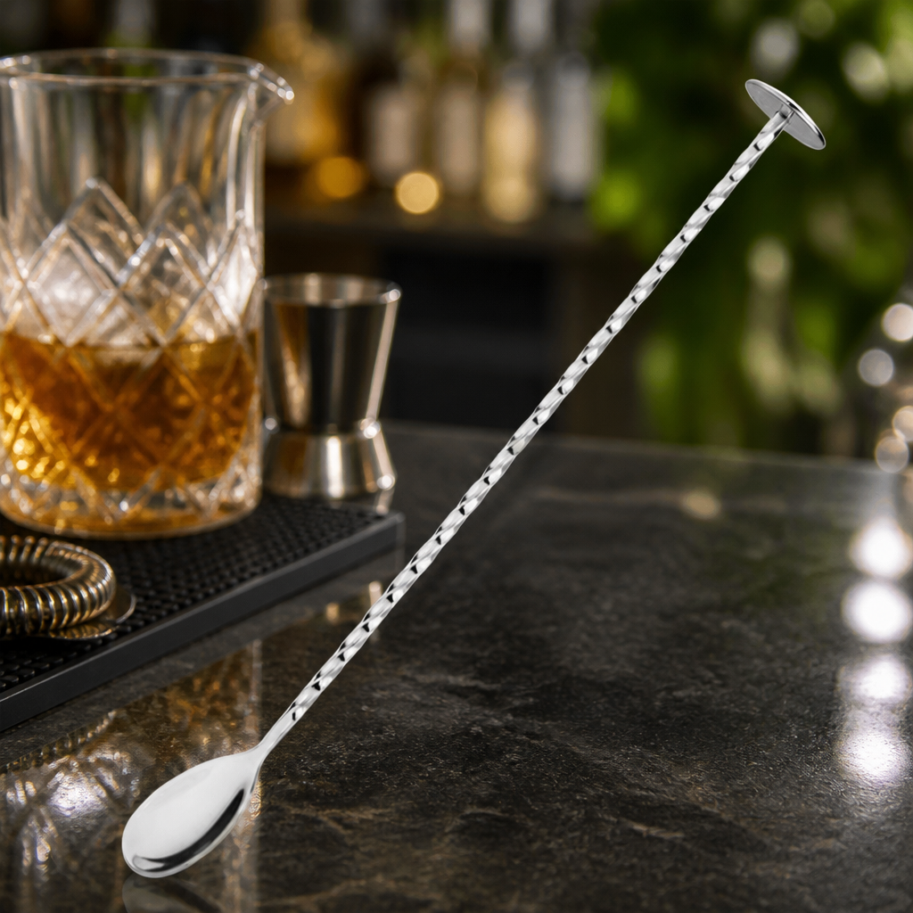 Commercial Twisted Bar Spoon with Disc End 270mm Stainless Steel