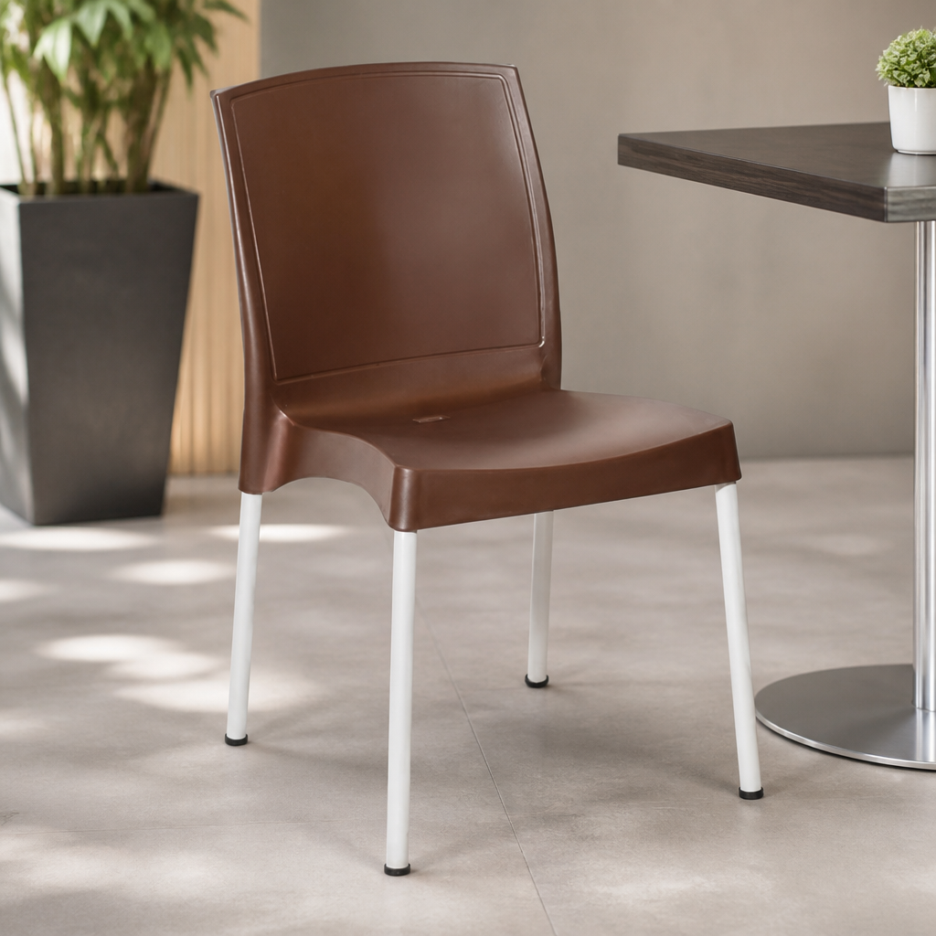 Commercial Polypropylene Side Chairs Dark Brown 4 Pack