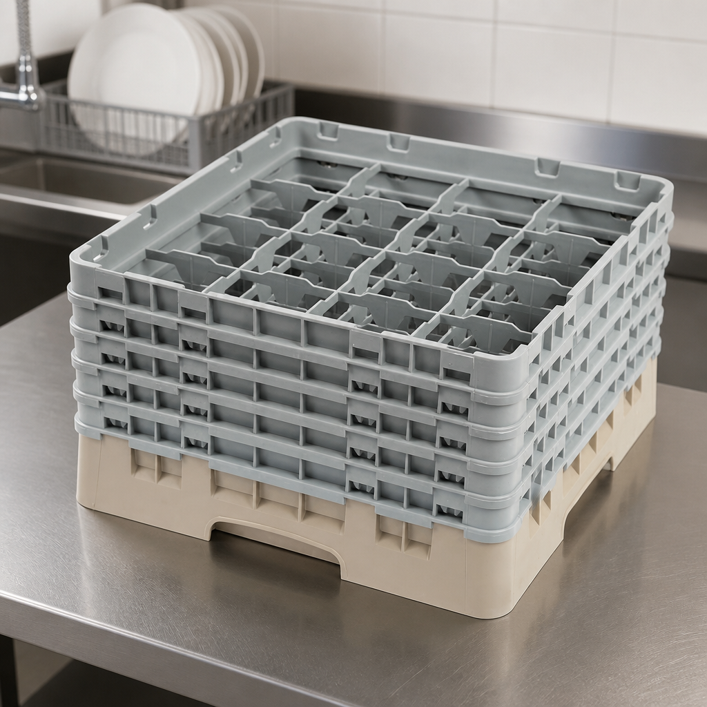 Commercial Glass Rack 16 Compartments Max Height 257mm