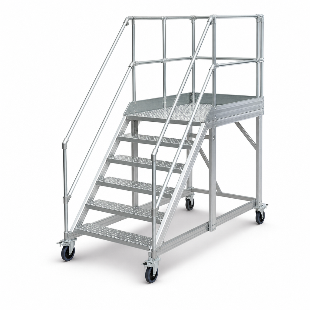 Easy Slope Mobile Work Platform with Guardrails
